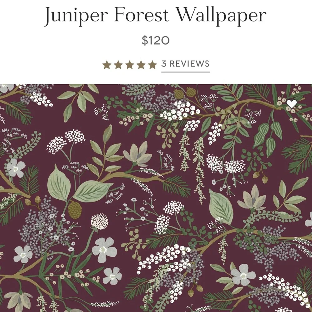 Rifle Paper Co. Burgundy and Green Floral Wallpaper
